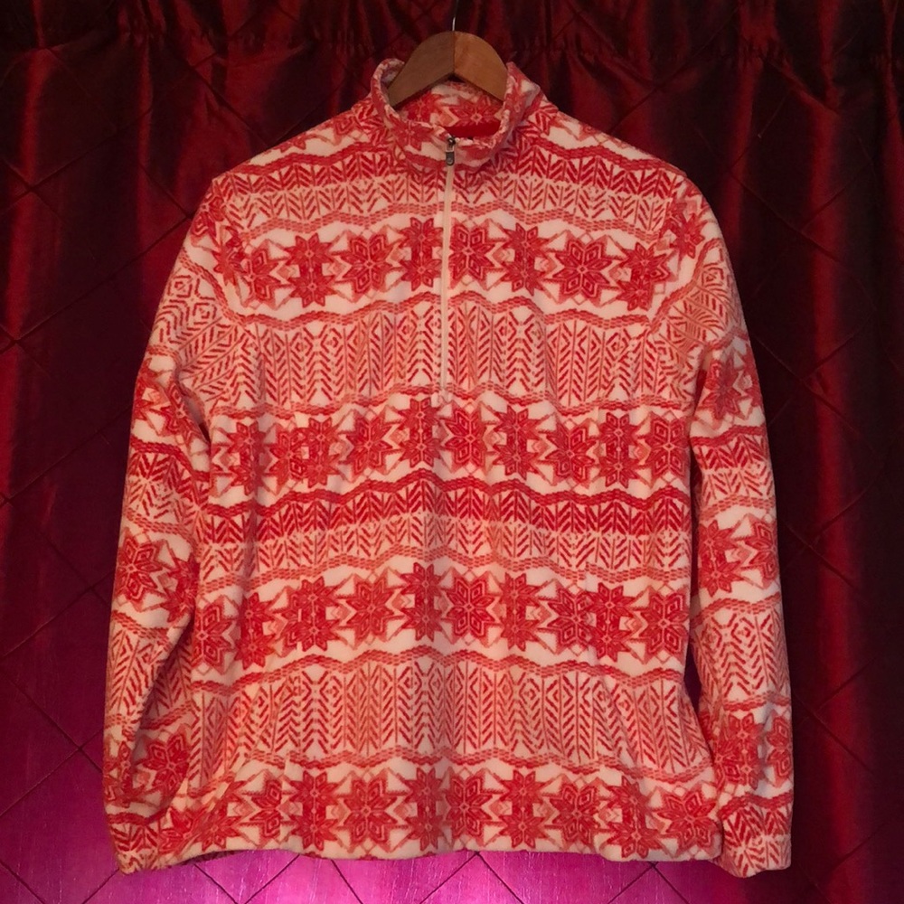Lands’ End Womens Fleece Quarter Zip Pullover L/P 14-16